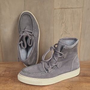 Cougar Shoes Women's sz 8 Fabiola Grey Suede Lace Up Waterproof High Top Sneaker
